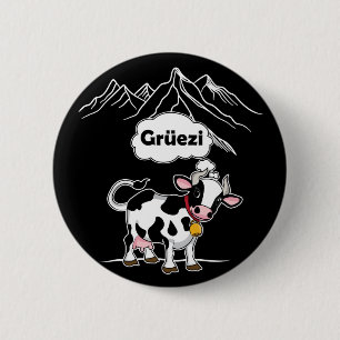 Badge Rond 5 Cm Vache suisse - Grüezi - Suisse Voyage