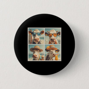Badge Rond 5 Cm Vaches cool avec des lunettes de soleil Plage Vach