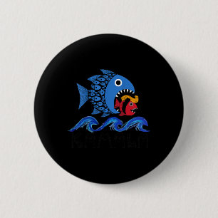 Badge Rond 5 Cm Vague Bleue 2024 Gros Poissons Amusants Mangez Pet