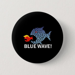 Badge Rond 5 Cm Vague Bleue 2024 Gros Poissons Amusants Mangez Pet