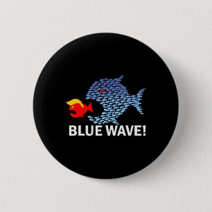 Badge Rond 5 Cm Vague Bleue 2024 Gros Poissons Amusants Mangez Pet