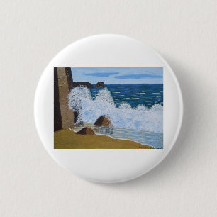 Badge Rond 5 Cm Vague brisée sur la plage