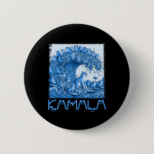 Badge Rond 5 Cm Vague De Chats Bleus Pour Kamala 2024