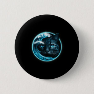 Badge Rond 5 Cm Vague Mignonne De Chats Bleus Pour Kamala Drôle
