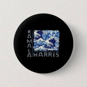 Badge Rond 5 Cm Vague Mignonne De Chats Bleus Pour Kamala Harris D
