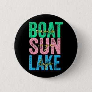 Badge Rond 5 Cm Vagues de bateau rayons de soleil jours de lac pla