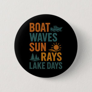 Badge Rond 5 Cm Vagues de bateau rayons de soleil jours de lac rét