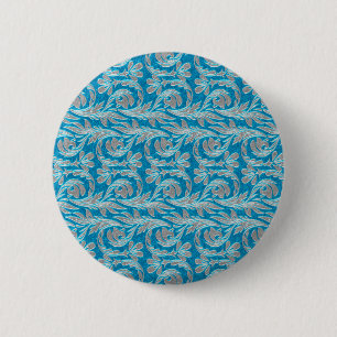 Badge Rond 5 Cm Vagues métalliques, Bleu Bleu Blancs