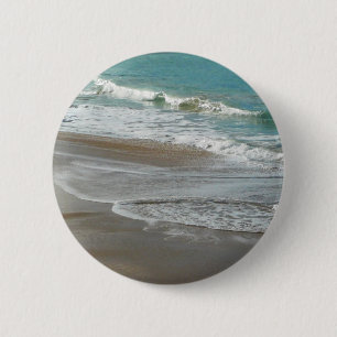 Badge Rond 5 Cm Vagues sur la plage bleu turquoise Océan