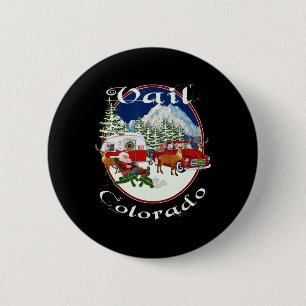 Badge Rond 5 Cm Vail Colorado Montagnes Rocheuses Noël Ski Souveni