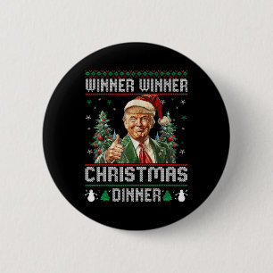 Badge Rond 5 Cm Vainqueur du dîner de Noël Père Noël Trump Ugly Sw