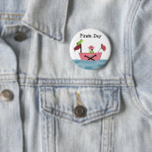 Badge Rond 5 Cm Vaisseau pirate rose (En situation)