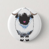 Badge Rond 5 Cm VALAIS Noir Nez Mouton (Devant)