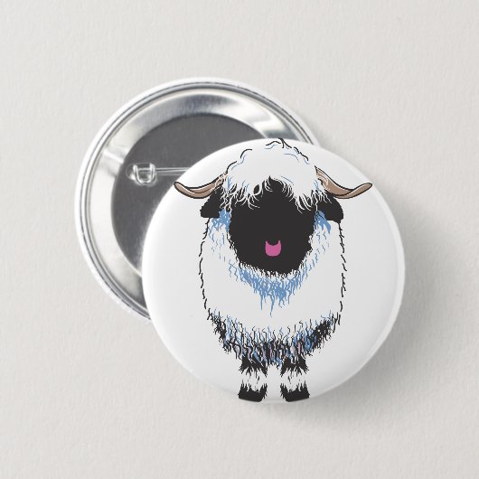 Badge Rond 5 Cm VALAIS Noir Nez Mouton (Devant & derrière)