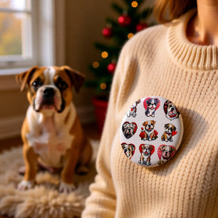 Badge Rond 5 Cm Valentine Bulldog