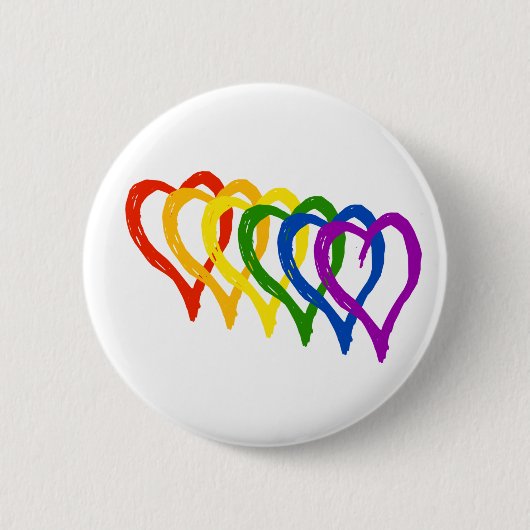 Badge Rond 5 Cm Valentine Gay pride Rainbow Layered Hearts (Devant)