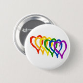 Badge Rond 5 Cm Valentine Gay pride Rainbow Layered Hearts (Devant & derrière)