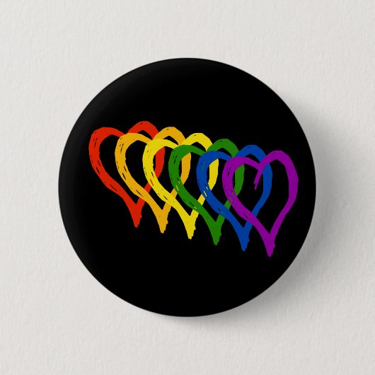 Badge Rond 5 Cm Valentine Gay pride Rainbow Layered Hearts (Devant)