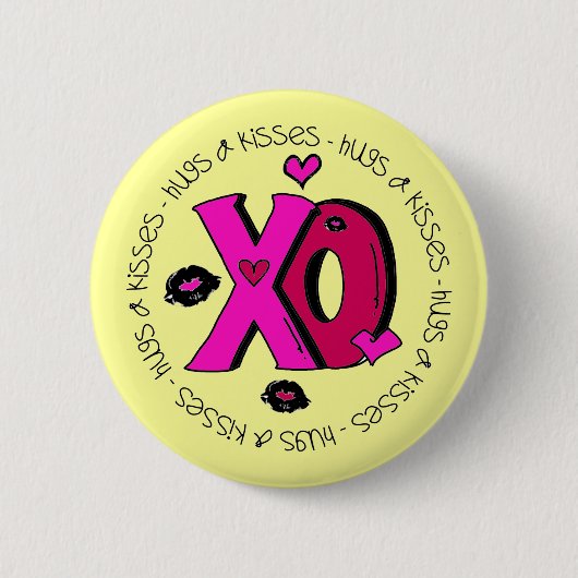 Badge Rond 5 Cm Valentine Hugs et baisers (Devant)