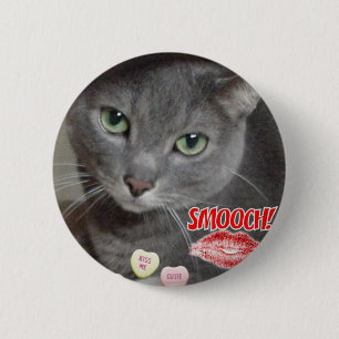 Badge Rond 5 Cm Valentine Russian Blue Cat