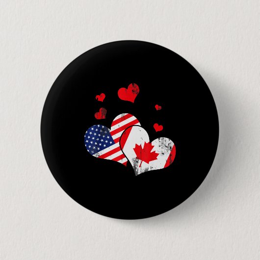Badge Rond 5 Cm Valentine's Day Gift Maple Leaf Canada (Devant)