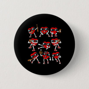 Badge Rond 5 Cm Valentines Day Heart Baseball Hitter Pitcher Fun B