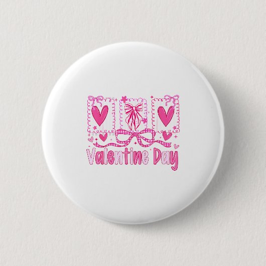 Badge Rond 5 Cm Valentines Day Preppy Hearts Coquette Bow Women Gi (Devant)