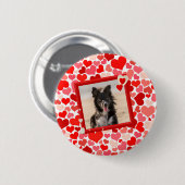 Badge Rond 5 Cm Valentines Frontière Collie Coeurs de chien (Devant & derrière)