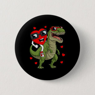 Badge Rond 5 Cm Valentines Jour Coeur équitation Dinosaur T Rex Fu