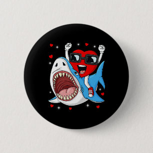 Badge Rond 5 Cm Valentines Jour Coeur équitation Requin amusant En