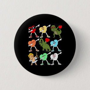 Badge Rond 5 Cm Valentines Jour Dabbing Coeurs Cupid T Rex Dino Da