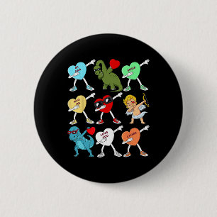 Badge Rond 5 Cm Valentines Jour Dabbing Coeurs Cupid T Rex Dino Da