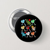 Badge Rond 5 Cm Valentines Jour Dabbing Coeurs Cupid T Rex Dino Da (Devant & derrière)