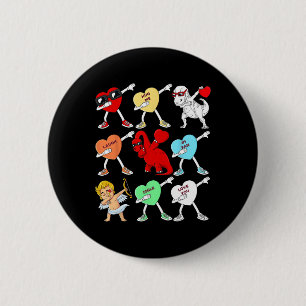 Badge Rond 5 Cm Valentines Jour Dabbing Coeurs Cupid T Rex Dino Da