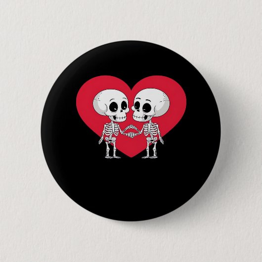 Badge Rond 5 Cm Valentines Jour Drôle Skeleton Coeur main (Devant)