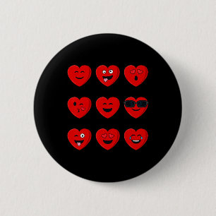 Badge Rond 5 Cm Valentines Jour Silly Visages Coeurs Amusants Garç