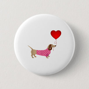 Badge Rond 5 Cm Valentines Weiner Daschund Doxie En Robe De Chien