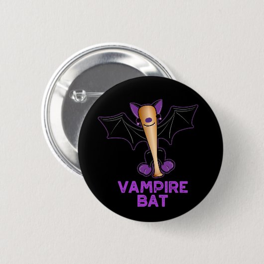Badge Rond 5 Cm Vampire Bat Funny Baseball Pun Dark BG (Devant & derrière)
