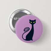 Badge Rond 5 Cm Vampire Chat Avec Les Yeux Vertes (Devant & derrière)