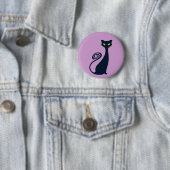 Badge Rond 5 Cm Vampire Chat Avec Les Yeux Vertes (En situation)