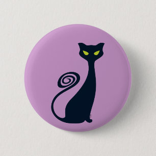 Badge Rond 5 Cm Vampire Chat Avec Les Yeux Vertes