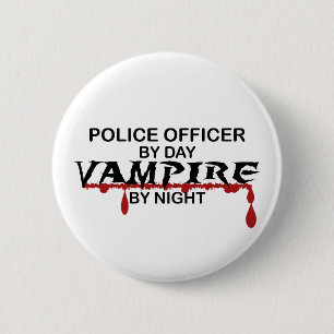 Badge Rond 5 Cm Vampire de policier par nuit