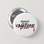 Badge Rond 5 Cm Vampire de sage-femme par nuit (Devant & derrière)