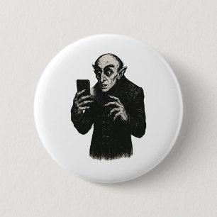 Badge Rond 5 Cm Vampire Smartphone Nosferatu Selfie Count Orlok Ha