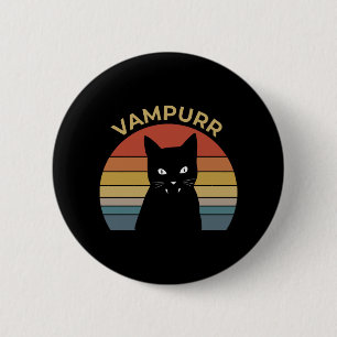 Badge Rond 5 Cm Vampurr funny vampire cat retro sunset Halloween
