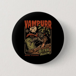 Badge Rond 5 Cm Vampurr mord encore ! Chat drôle Halloween Vintage