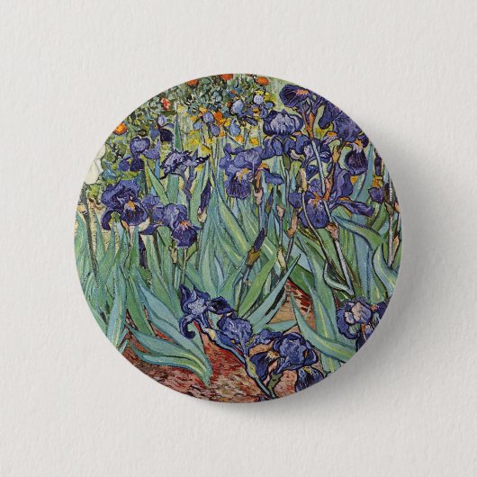 Badge Rond 5 Cm Van Gogh Irises Peinture impressionniste (Devant)
