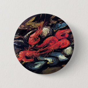Badge Rond 5 Cm Van Gogh - Nature morte aux moules et crevettes