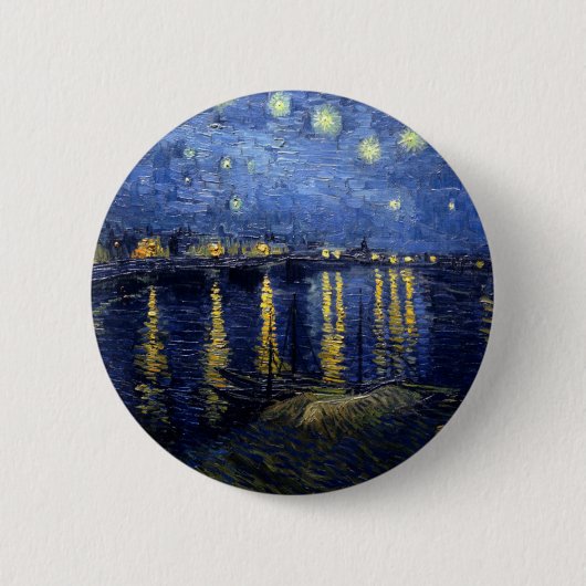 Badge Rond 5 Cm Van Gogh Nuit étoilée sur Rhône (Devant)