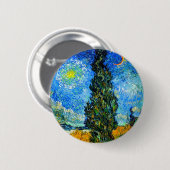 Badge Rond 5 Cm Van Gogh Road avec Cypress et Star (Devant & derrière)